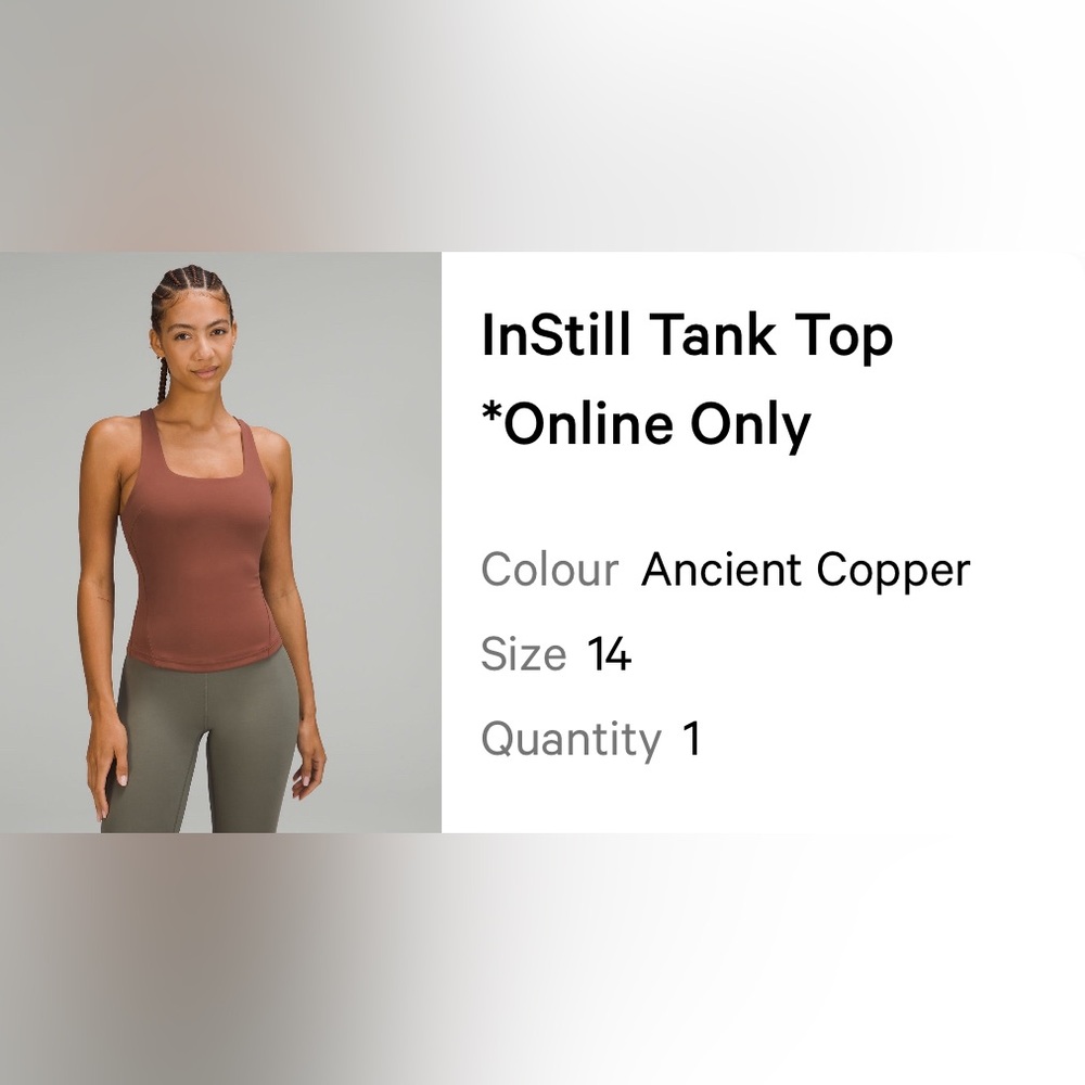 Lululemon Instill tank top in ancient copper